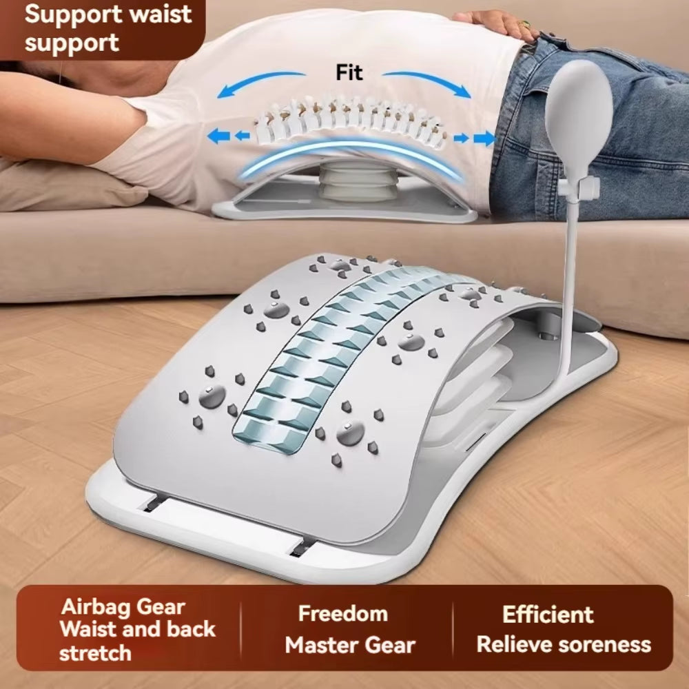 Foreverlily Adjustable Back Massager Airbag Waist Neck Support Massage Lumbar Cervical Muscle Relax Stretcher Posture Massager