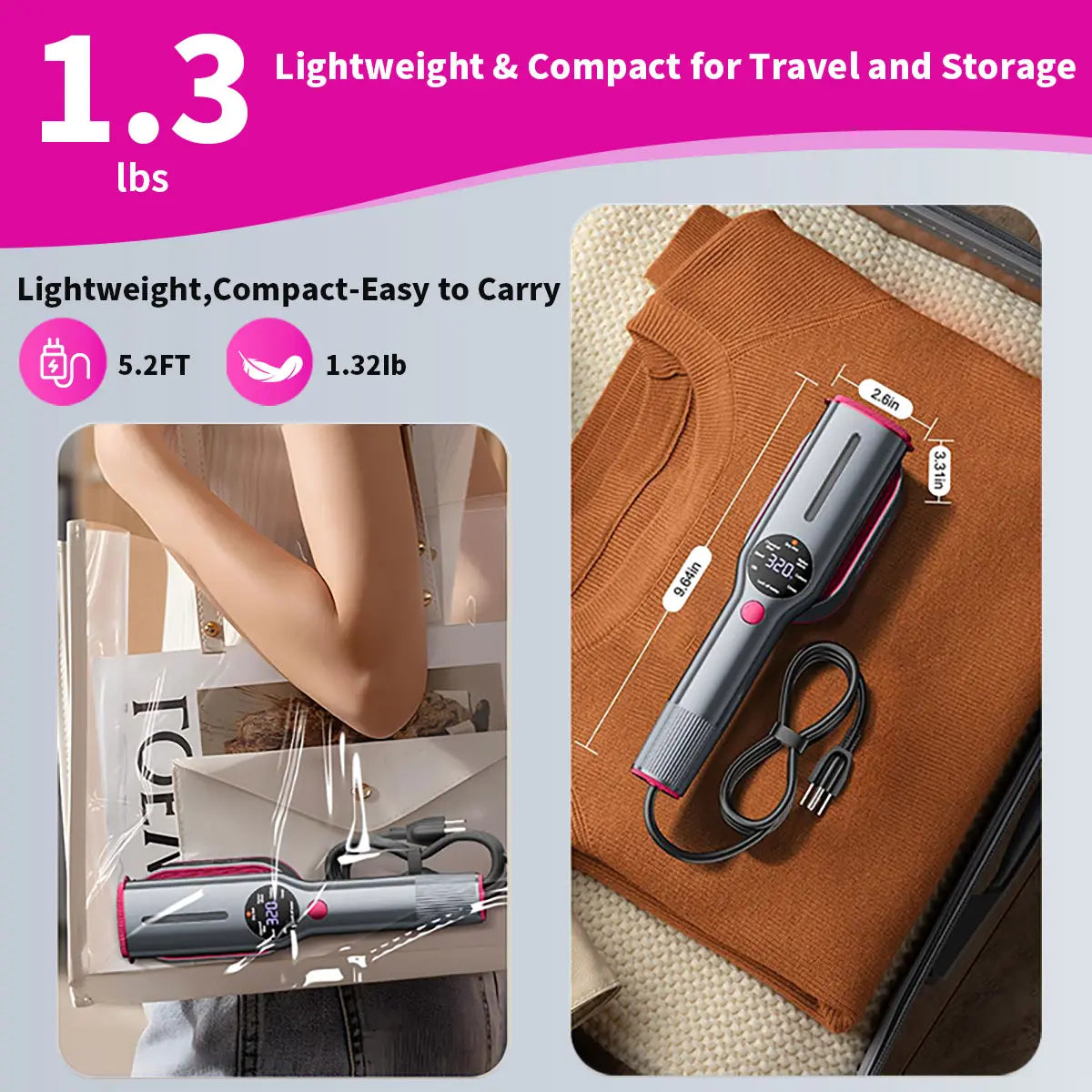 Dr.Flash Garment Steamer for Clothes, Portable Travel Clothing Steamer Iron, 7 Mode with LED Display, 5S Fast Heating, 90° Swivel Handle, New Year Gift