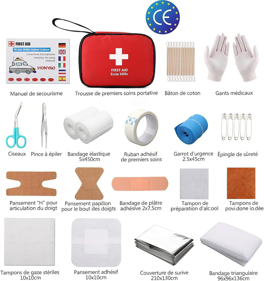 Mini Trousse Premier Secours 90 Pièces, Petite Trousse À Pharmacie, Kit Premier Secours Pour Voiture Maison Lieu De Travail Voyage Camping Randonnée Et Sports En Plein Air