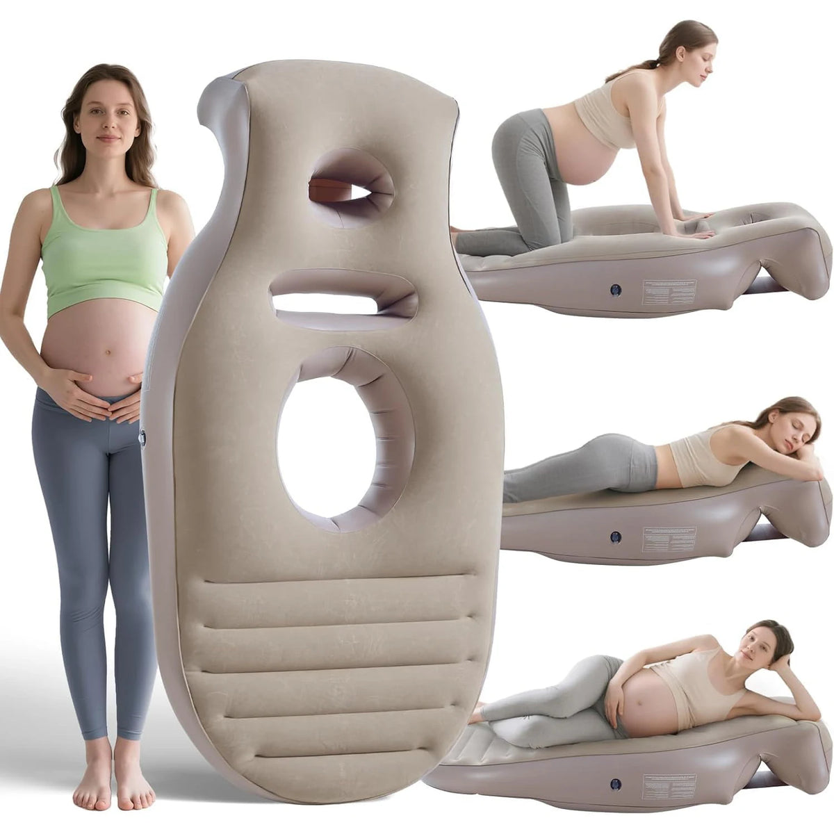 Inflatable Full Body Pregnancy Pillow, Maternity Airbed with Belly Hole for Comfort, Prone Sleeping Support for Pregnant Women