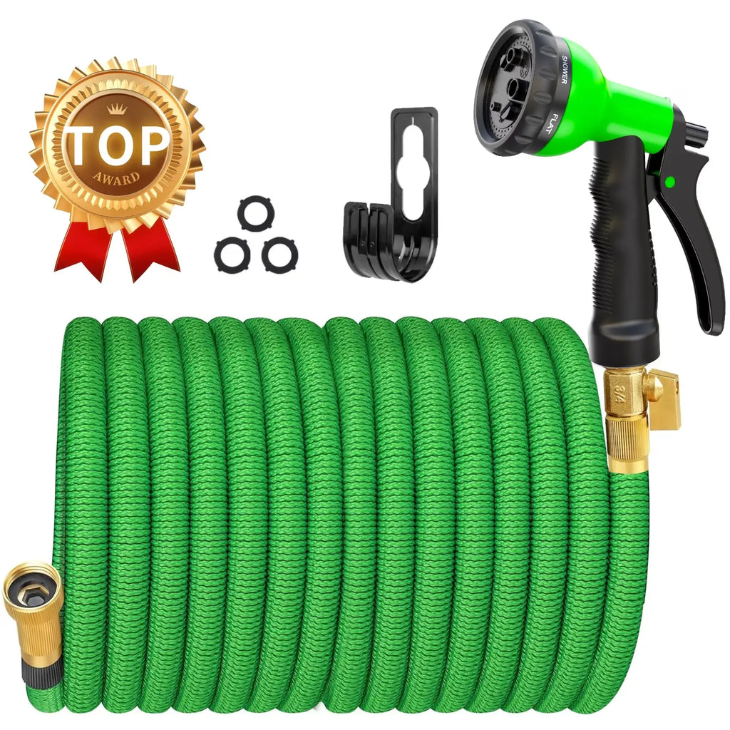 【Spotlight Day】100、75、50Ft Expandable Garden Hose,Heavy Duty Superior Strength,4 -Layer Durable Collapsible Latex Core,Extra Strong Brass Connectors ,Lightweight Flexible Water Hose