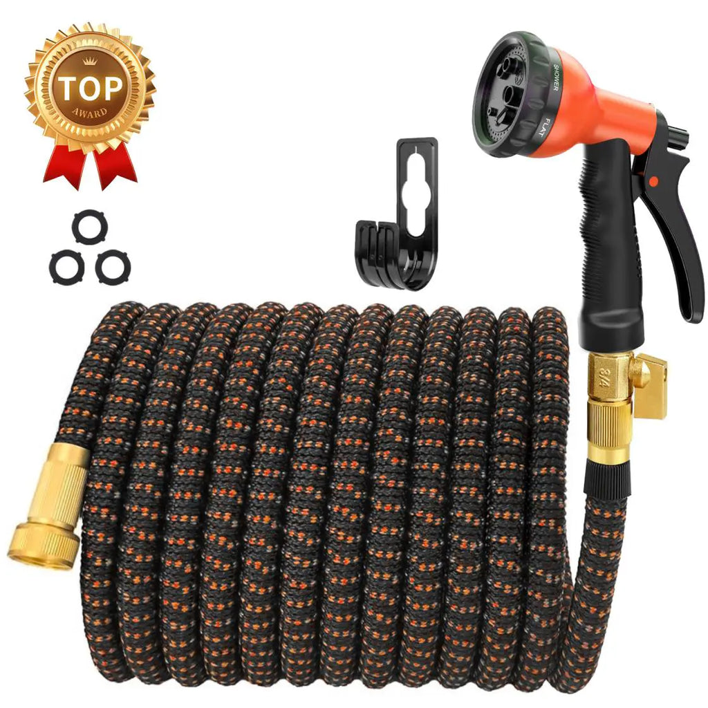 【Spotlight Day】100、75、50Ft Expandable Garden Hose,Heavy Duty Superior Strength,4 -Layer Durable Collapsible Latex Core,Extra Strong Brass Connectors ,Lightweight Flexible Water Hose