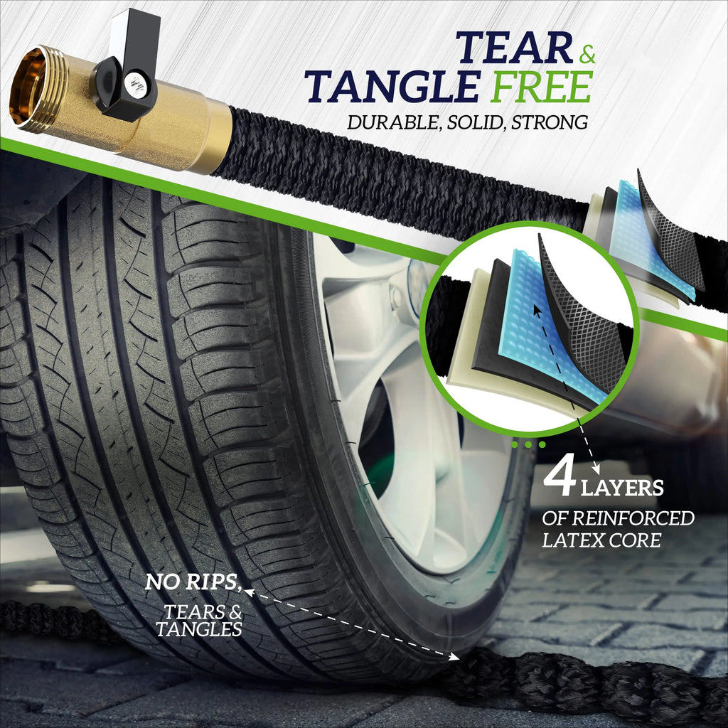 【Spotlight Day】100、75、50Ft Expandable Garden Hose,Heavy Duty Superior Strength,4 -Layer Durable Collapsible Latex Core,Extra Strong Brass Connectors ,Lightweight Flexible Water Hose